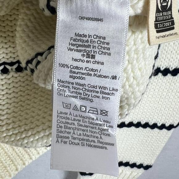 Madewell Sweater Womens Size L Textured Cotton Crewneck Ivory Navy Stripe NWT - Picture 5 of 10